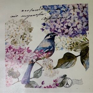 Printed art on loose unstretched Canvas Bluebird Hydrangea Craft
